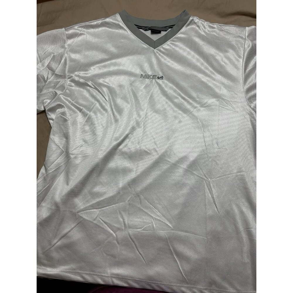 Vintage Y2K Nike White Mesh Embroidered Center Swoosh Logo Jersey Shirt Size XXL